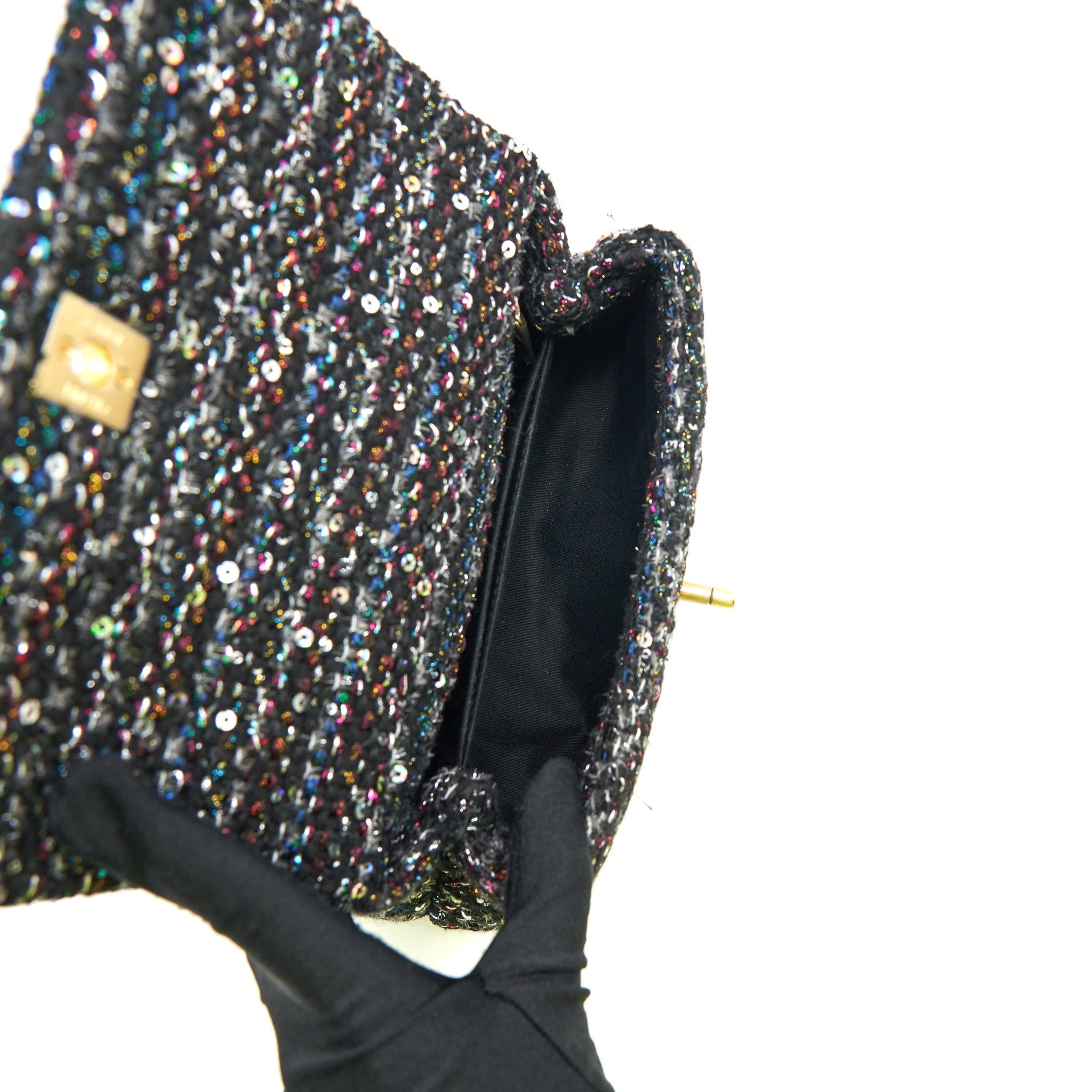 CHANEL SMALL TWEED COCO HANDLE 24CM BLACK GHW