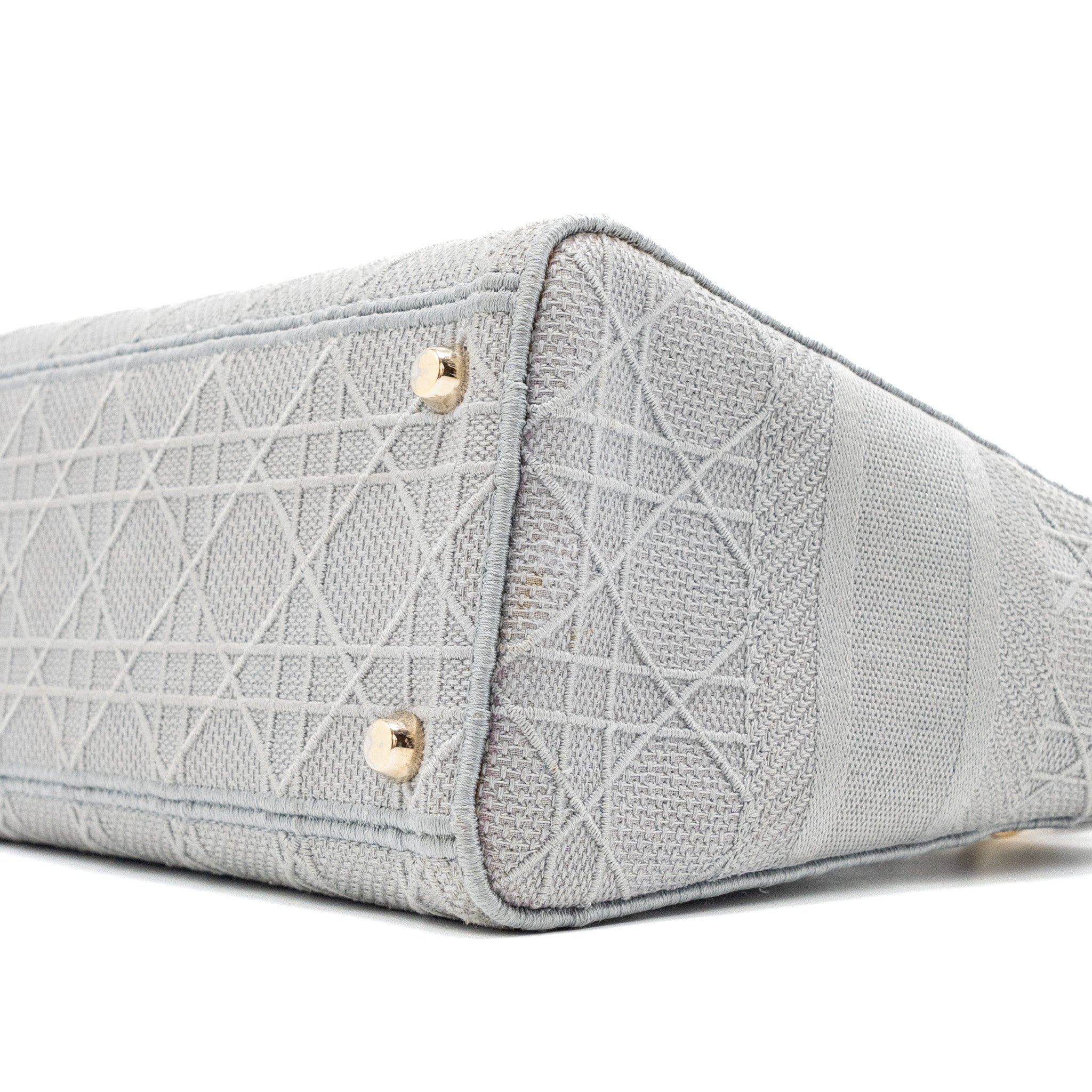 DIOR MEDIUM LADY D-LITE BAG CANNAGE EMBROIDERY GREY LGHW