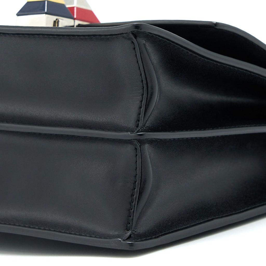 FENDI KAN I CALFSKIN BLACK SHW WITH AN EXTRA BAG CHARM