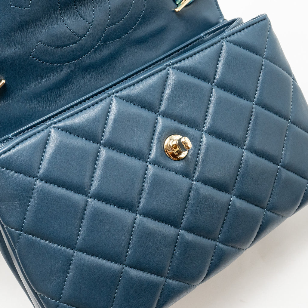 CHANEL SMALL TRENDY CC FLAP BAG LAMBSKIN BLUE LGHW