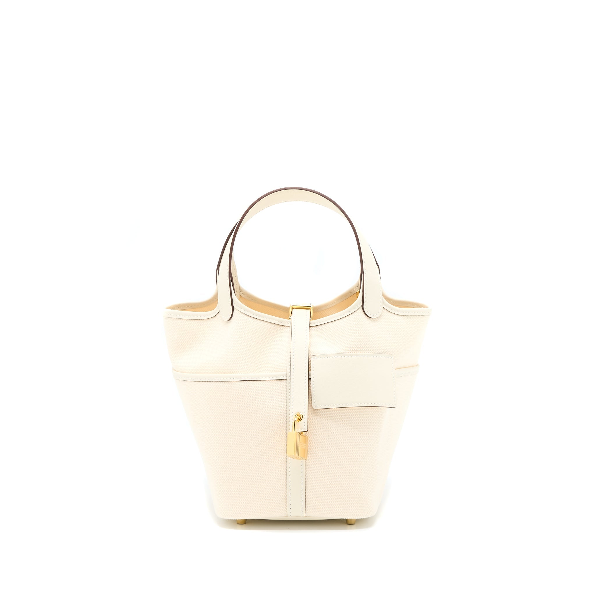 HERMES PICOTIN CARGO 18 SWIFT/TOILE CANVAS ECRU/NATA GHW
