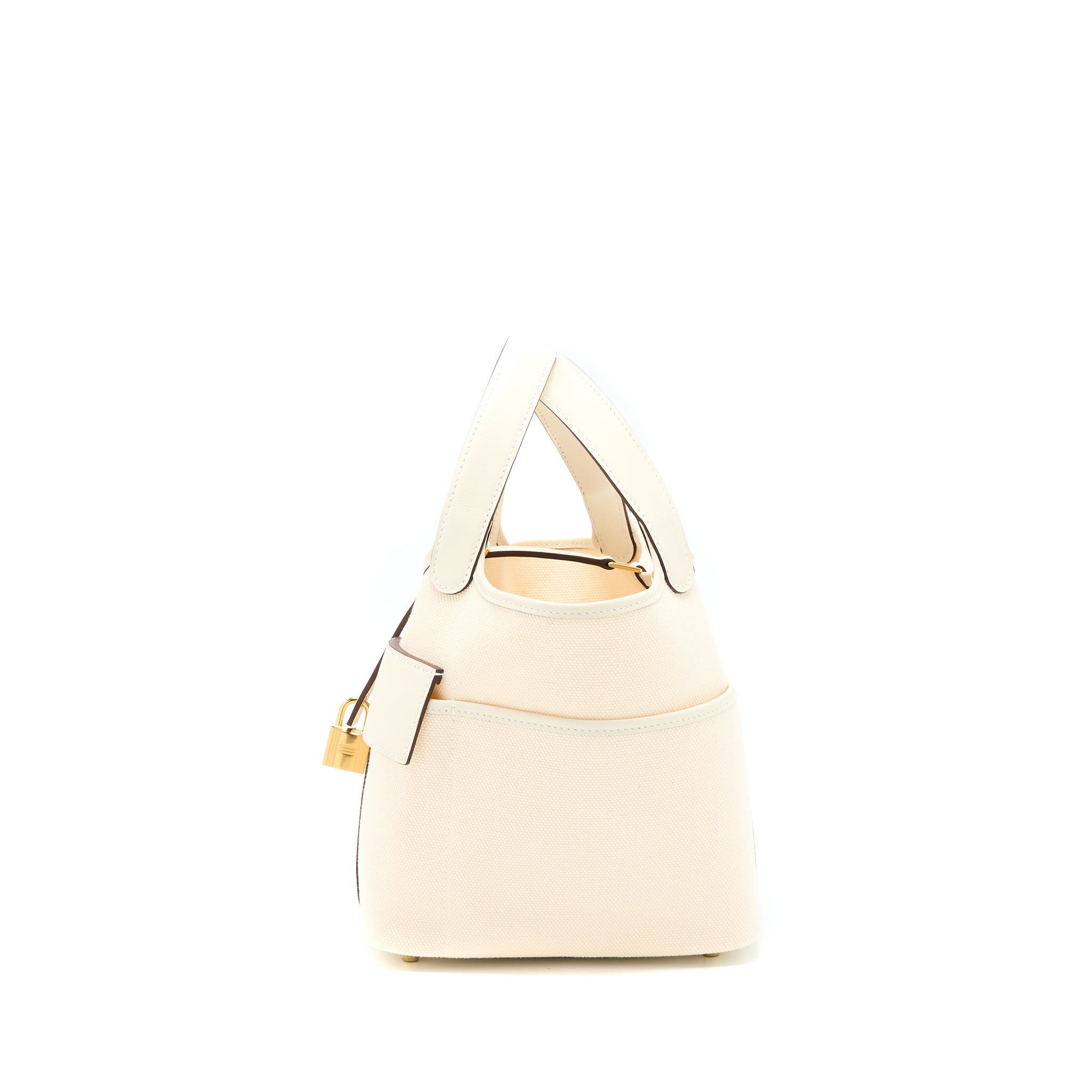 HERMES PICOTIN CARGO 18 SWIFT/TOILE CANVAS ECRU/NATA GHW