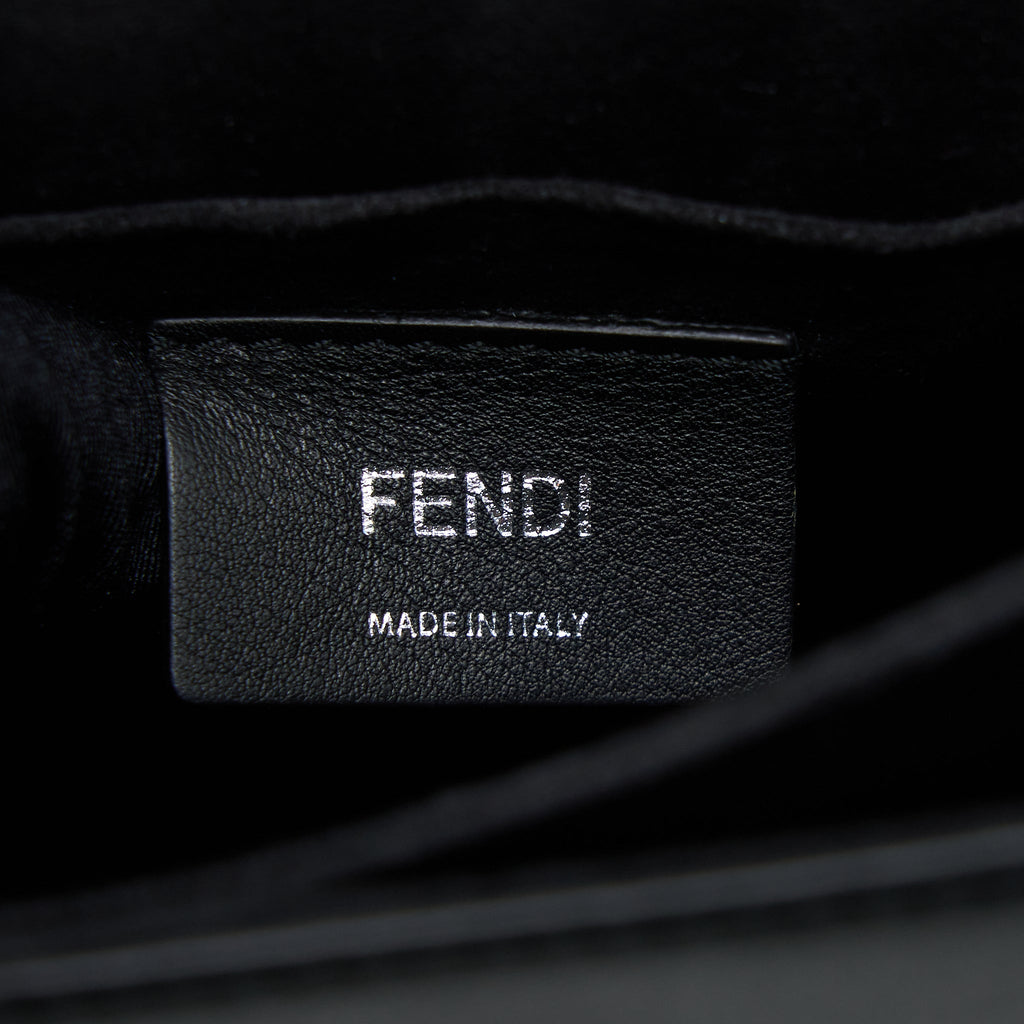 FENDI KAN I CALFSKIN BLACK SHW WITH AN EXTRA BAG CHARM