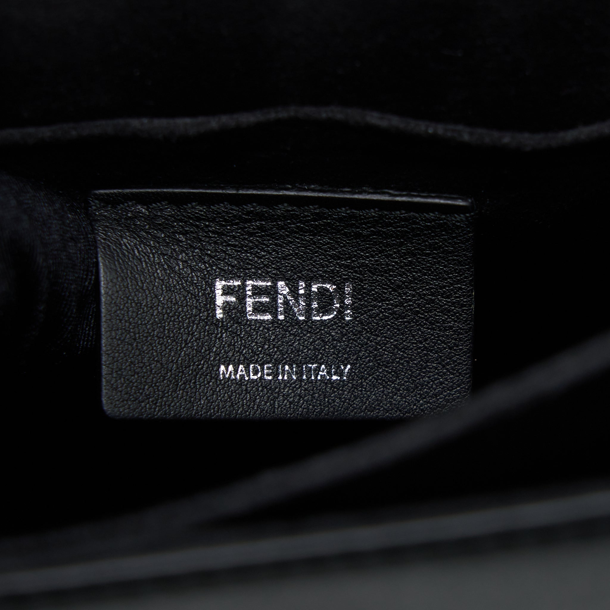 FENDI KAN I CALFSKIN BLACK SHW WITH AN EXTRA BAG CHARM