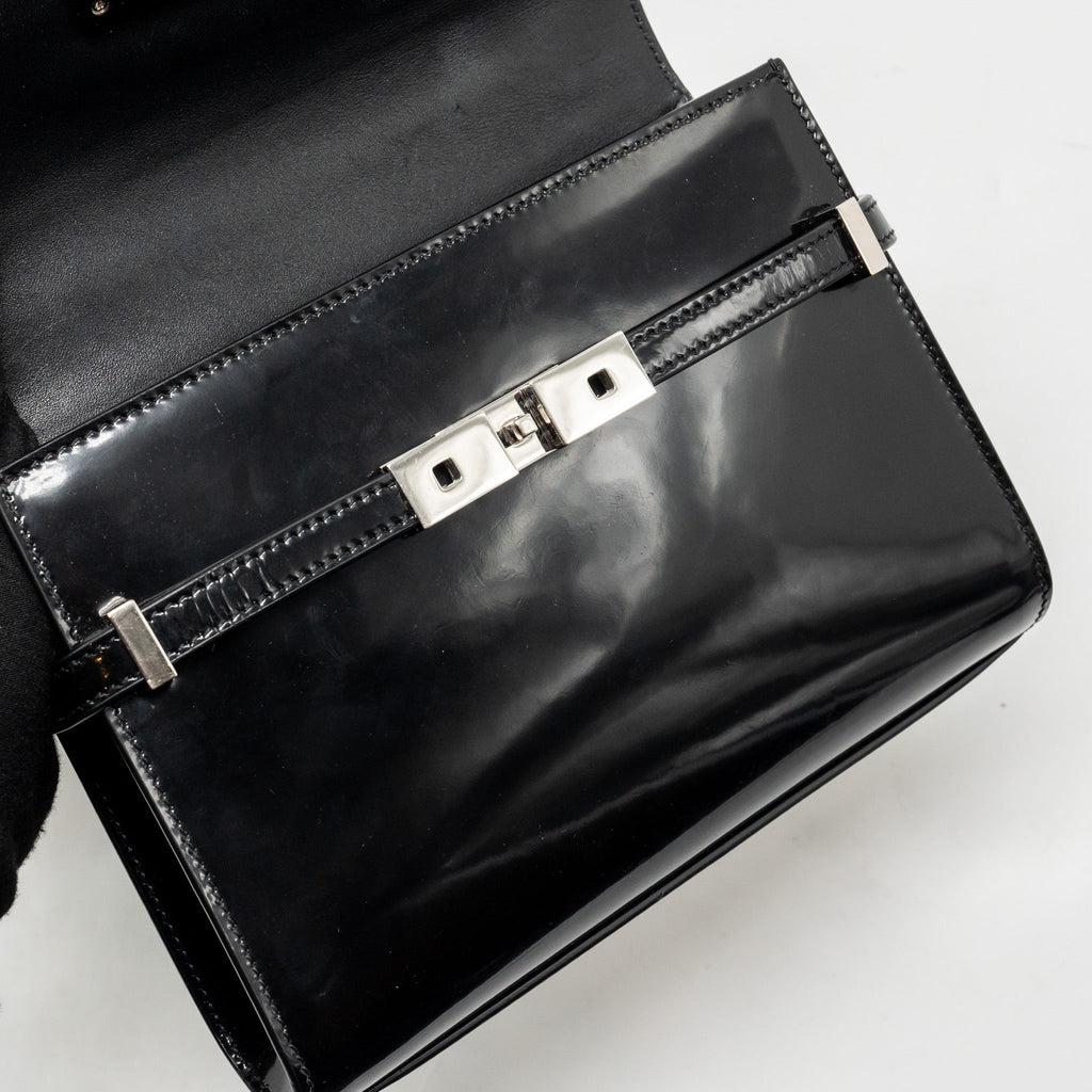 SAINT LAURENT MINI MANHATTAN SHOULDER BAG SHINY CALFSKIN BLACK SHW