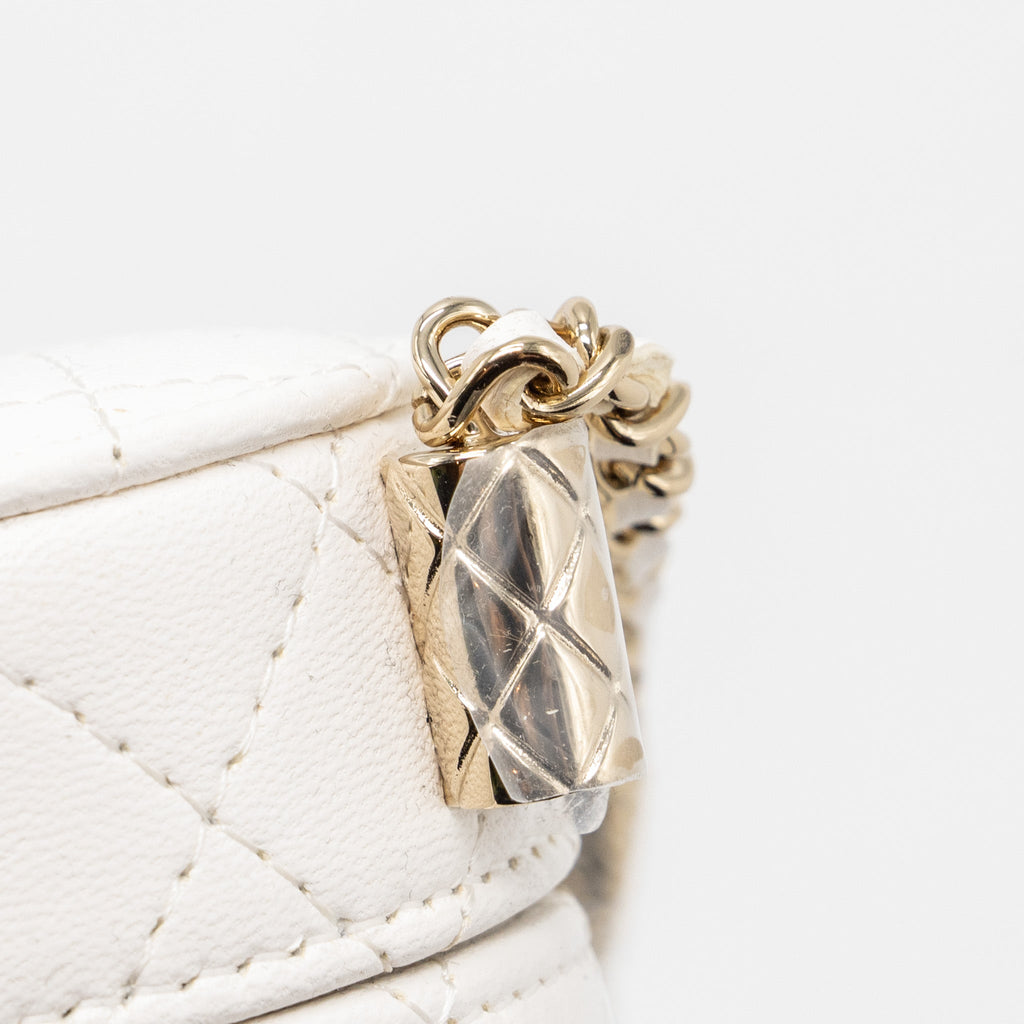 CHANEL MINI VANITY WITH CHAIN LAMBSKIN WHITE LGHW