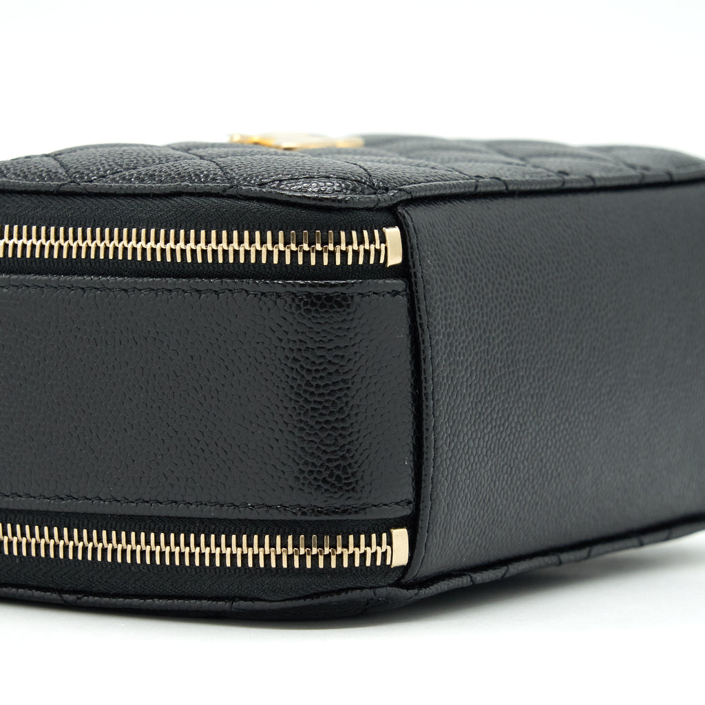 CHANEL 22S LETTER TOP HANDLE SMALL VANITY CASE CAVIAR BLACK BRUSHED GHW (MICROCHIP)