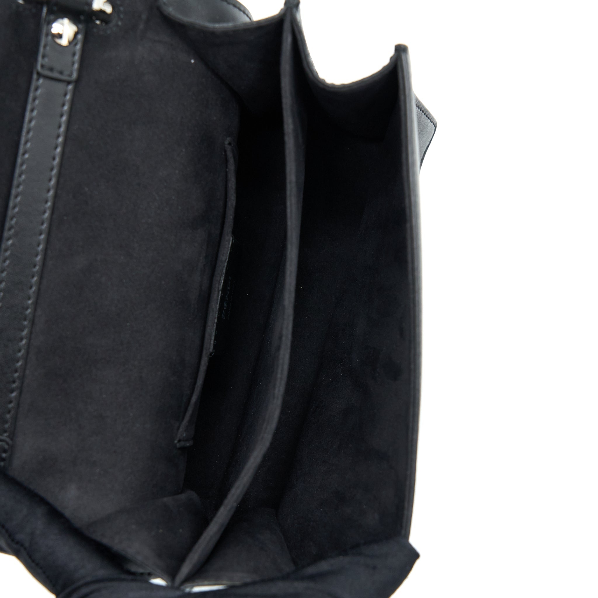 FENDI KAN I CALFSKIN BLACK SHW WITH AN EXTRA BAG CHARM
