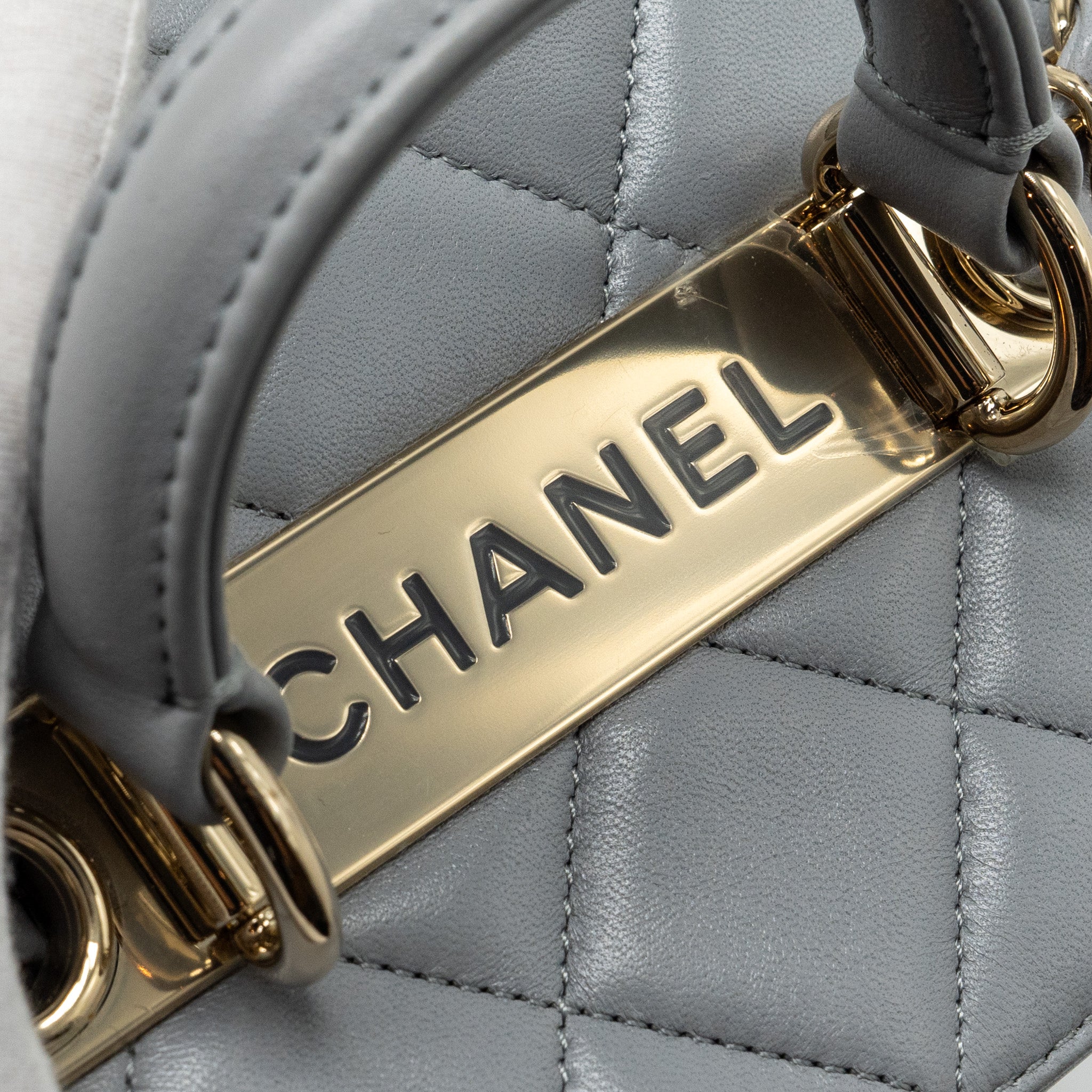 CHANEL TRENDY CC TOP HANDLE VANITY WITH CHAIN LAMBSKIN GREY LGHW