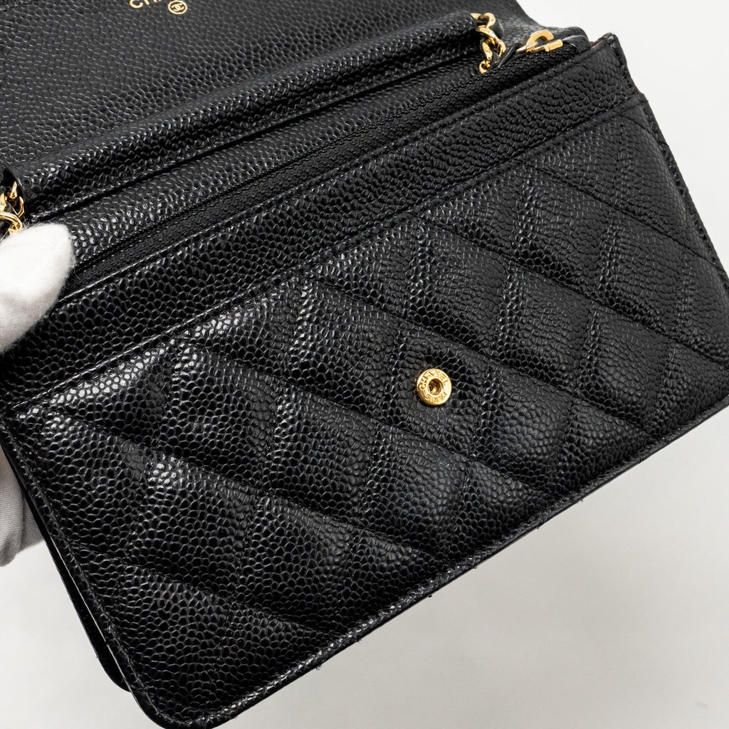 CHANEL CLASSIC WALLET ON CHAIN CAVIAR BLACK GHW
