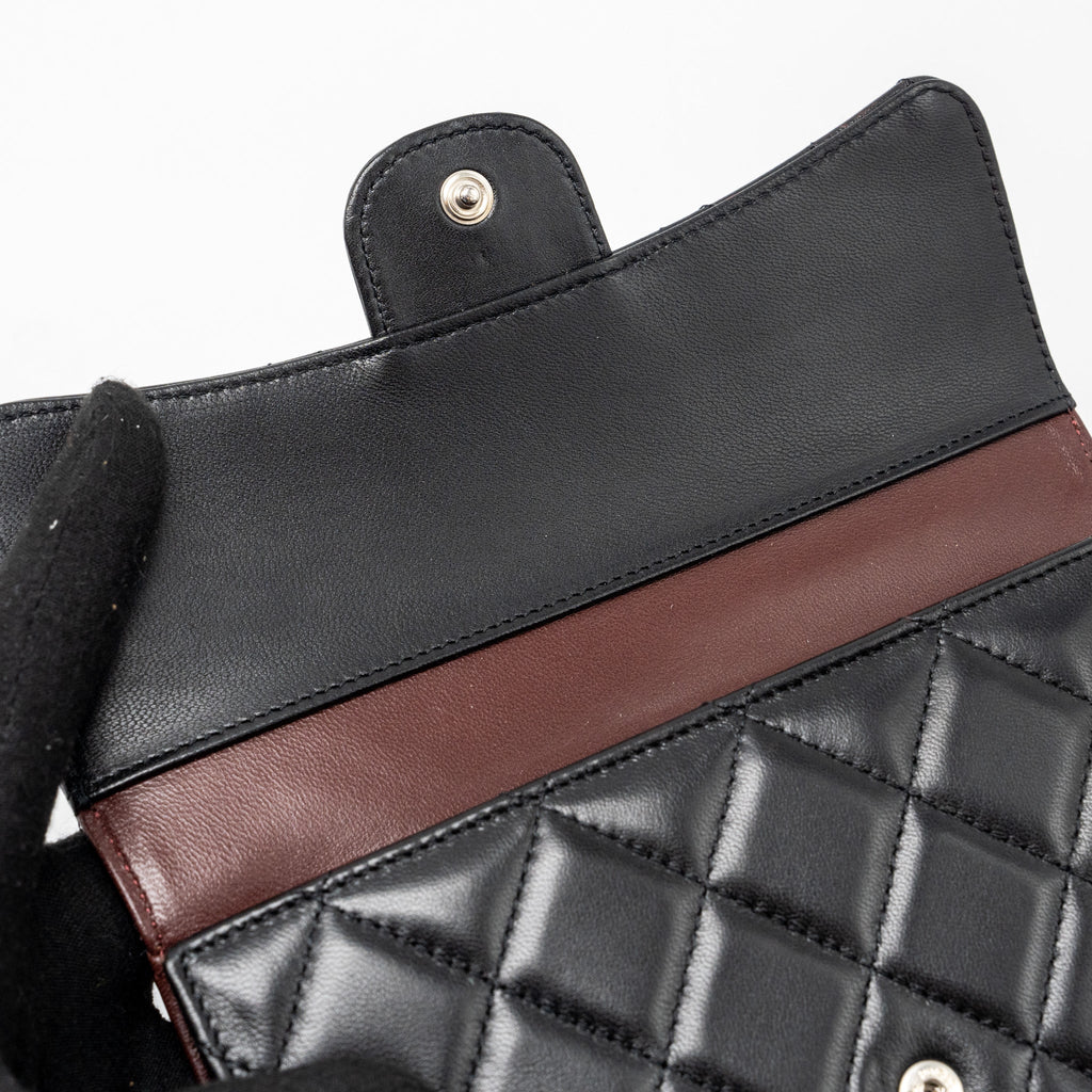 CHANEL CLASSIC COMPACT LONG WALLET LAMBSKIN BLACK SHW