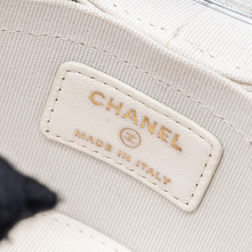 CHANEL MINI VANITY WITH CHAIN LAMBSKIN WHITE LGHW