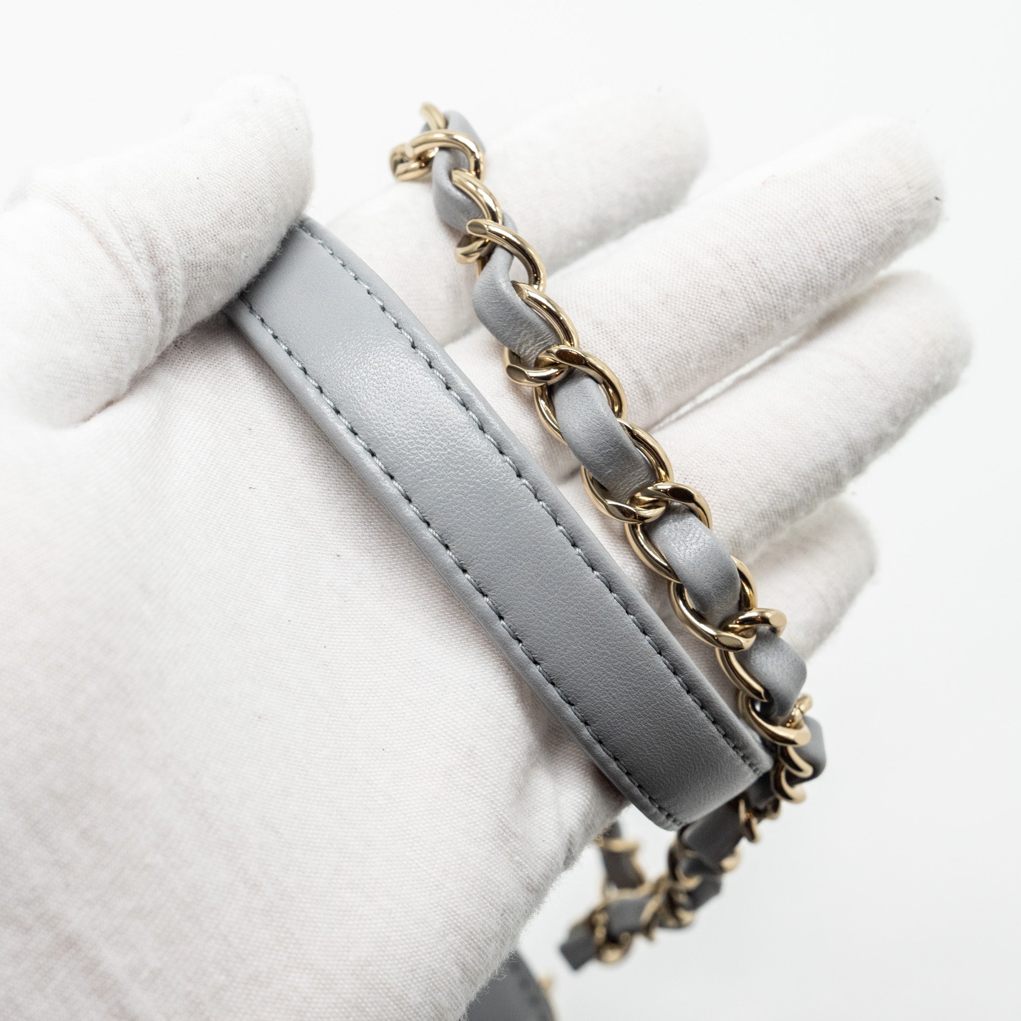 CHANEL TRENDY CC TOP HANDLE VANITY WITH CHAIN LAMBSKIN GREY LGHW