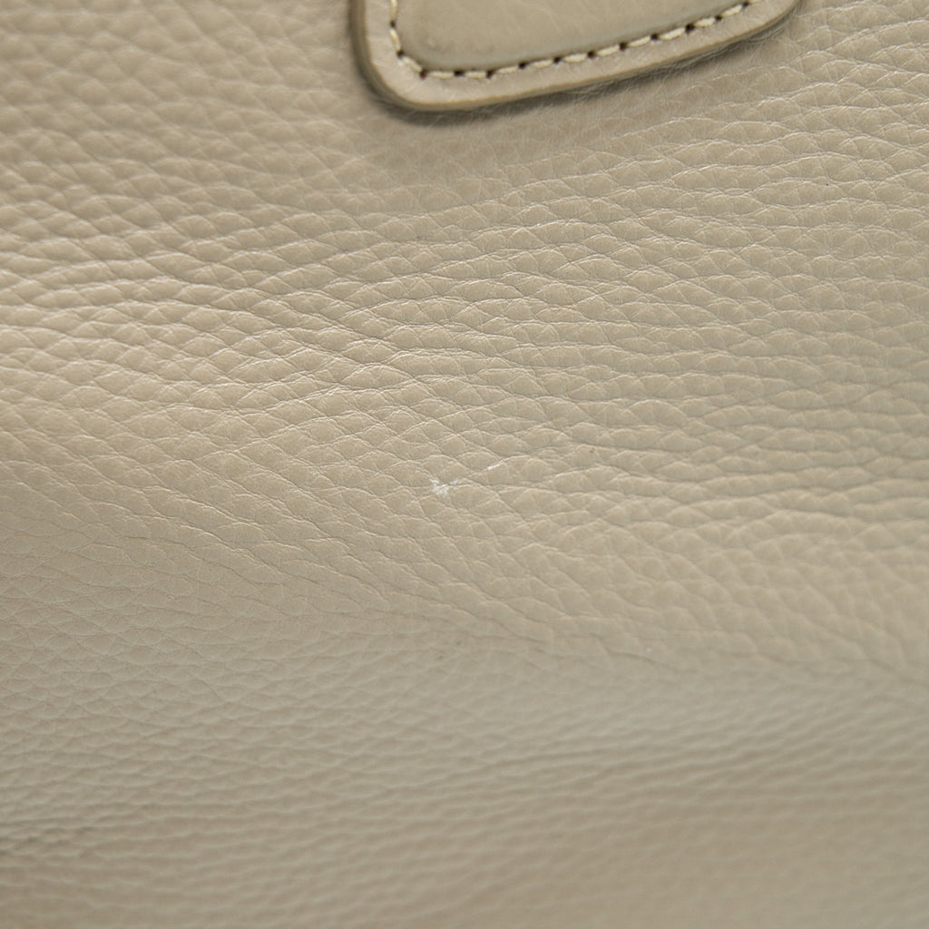 PRADA GRAINED CALFSKIN DOUBLE ZIP TOTE BAG LIGHT GREY GHW