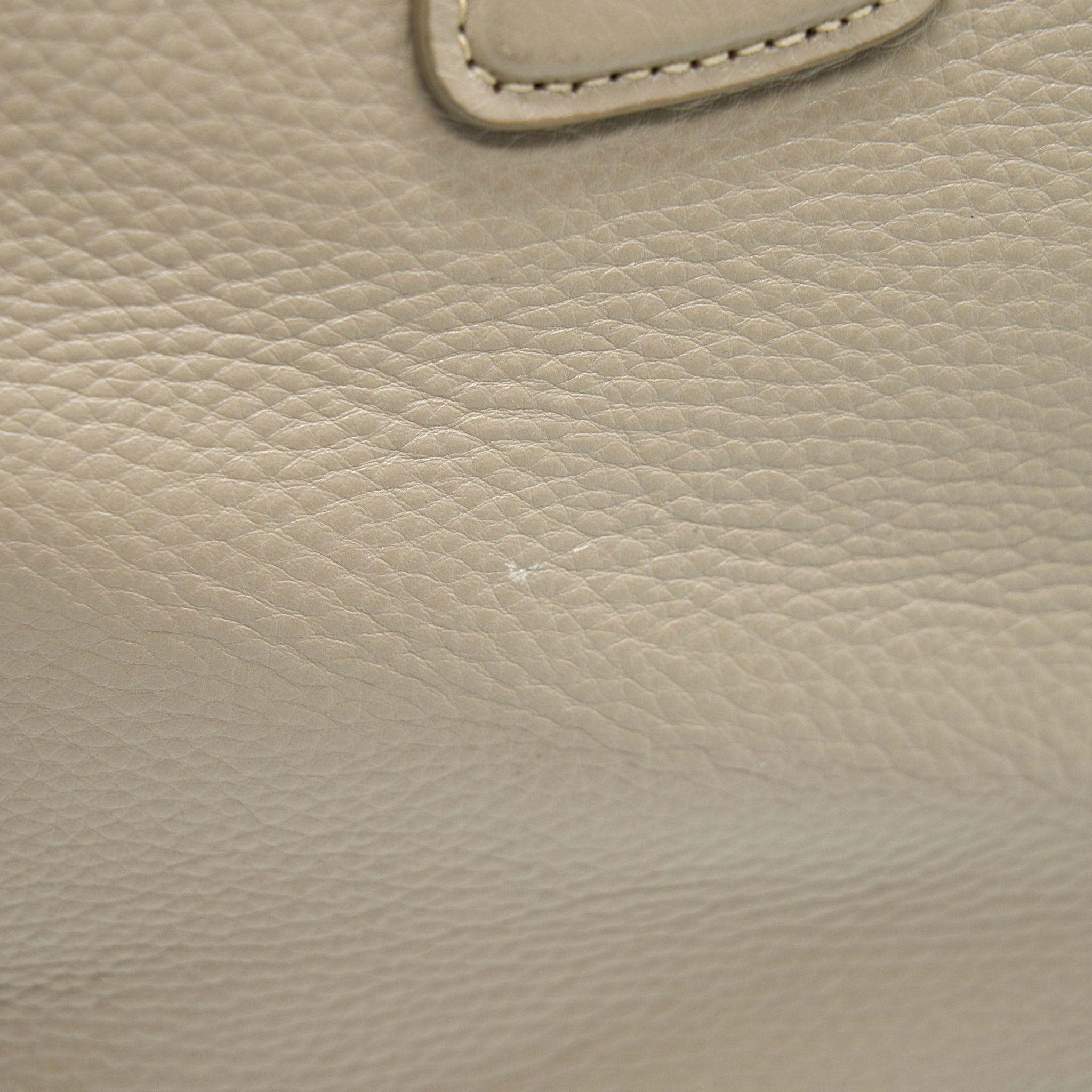 PRADA GRAINED CALFSKIN DOUBLE ZIP TOTE BAG LIGHT GREY GHW