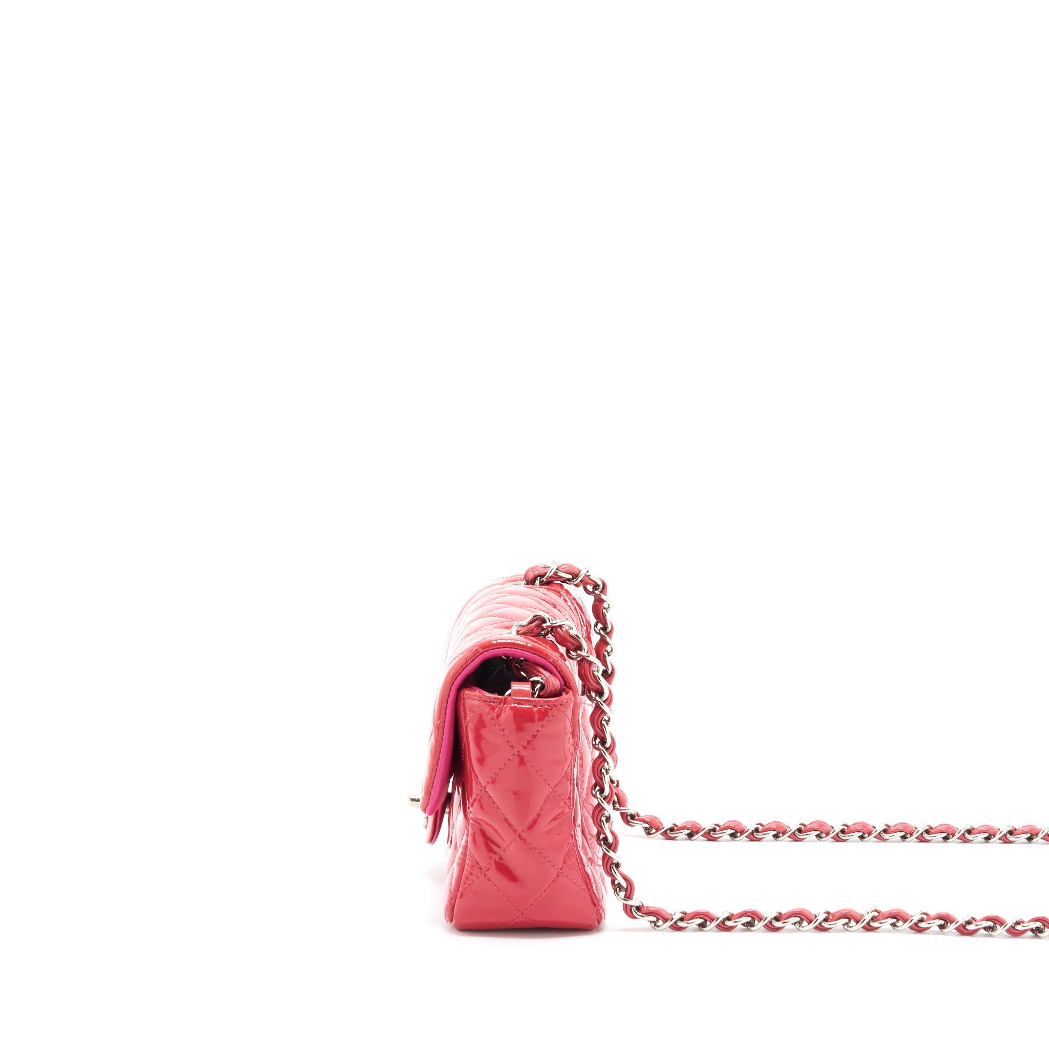 CHANEL MINI RECTANGULAR FLAP BAG PATENT PINK SHW