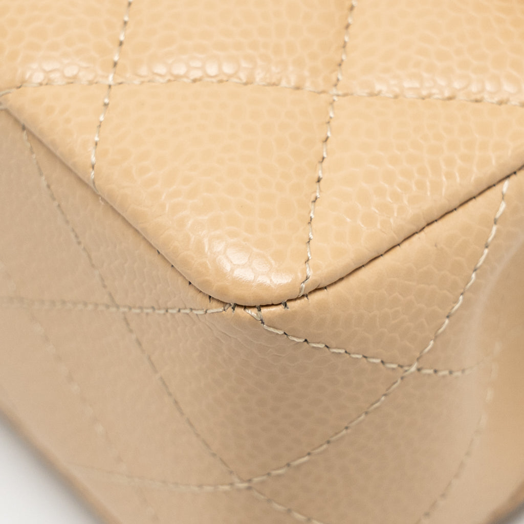 CHANEL SMALL CLASSIC DOUBLE FLAP BAG CAVIAR BEIGE SHW (MICROCHIP) (Copy)