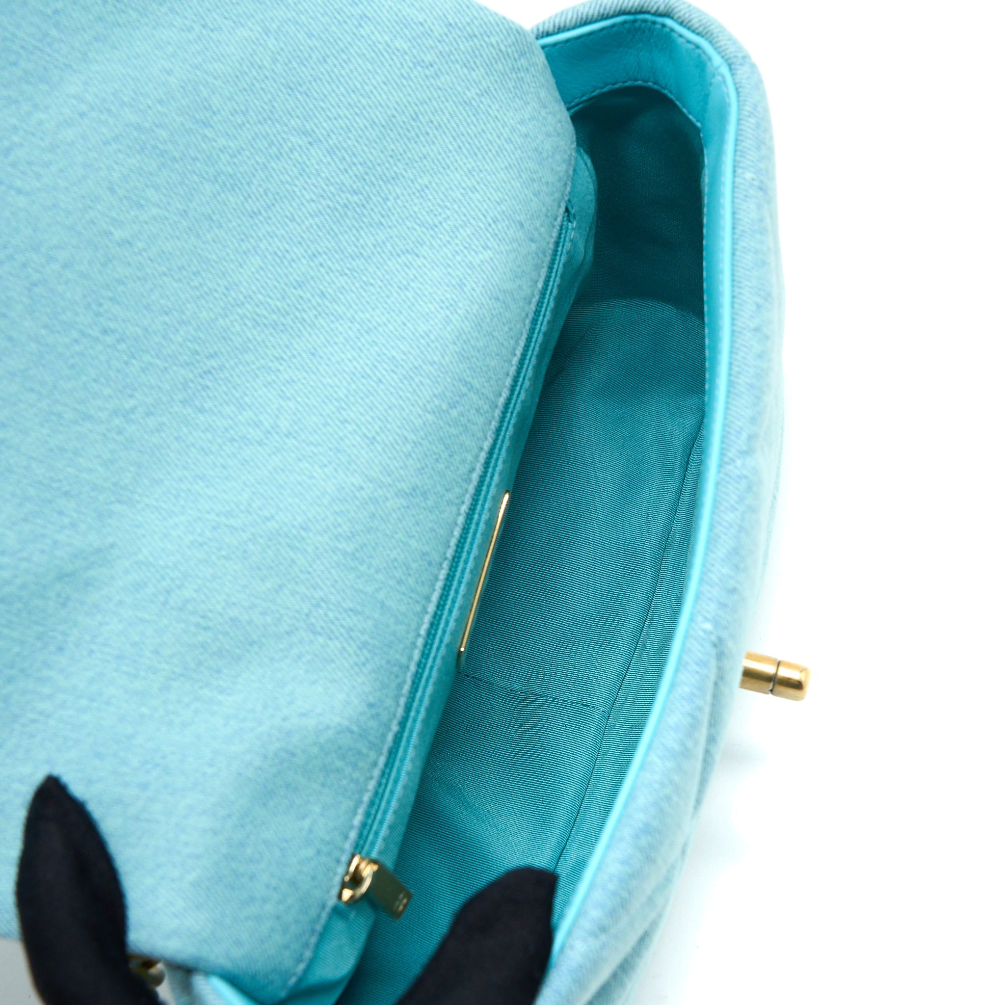 CHANEL SMALL 19 BAG DENIM LIGHT BLUE MULTICOLOUR HARDWARE