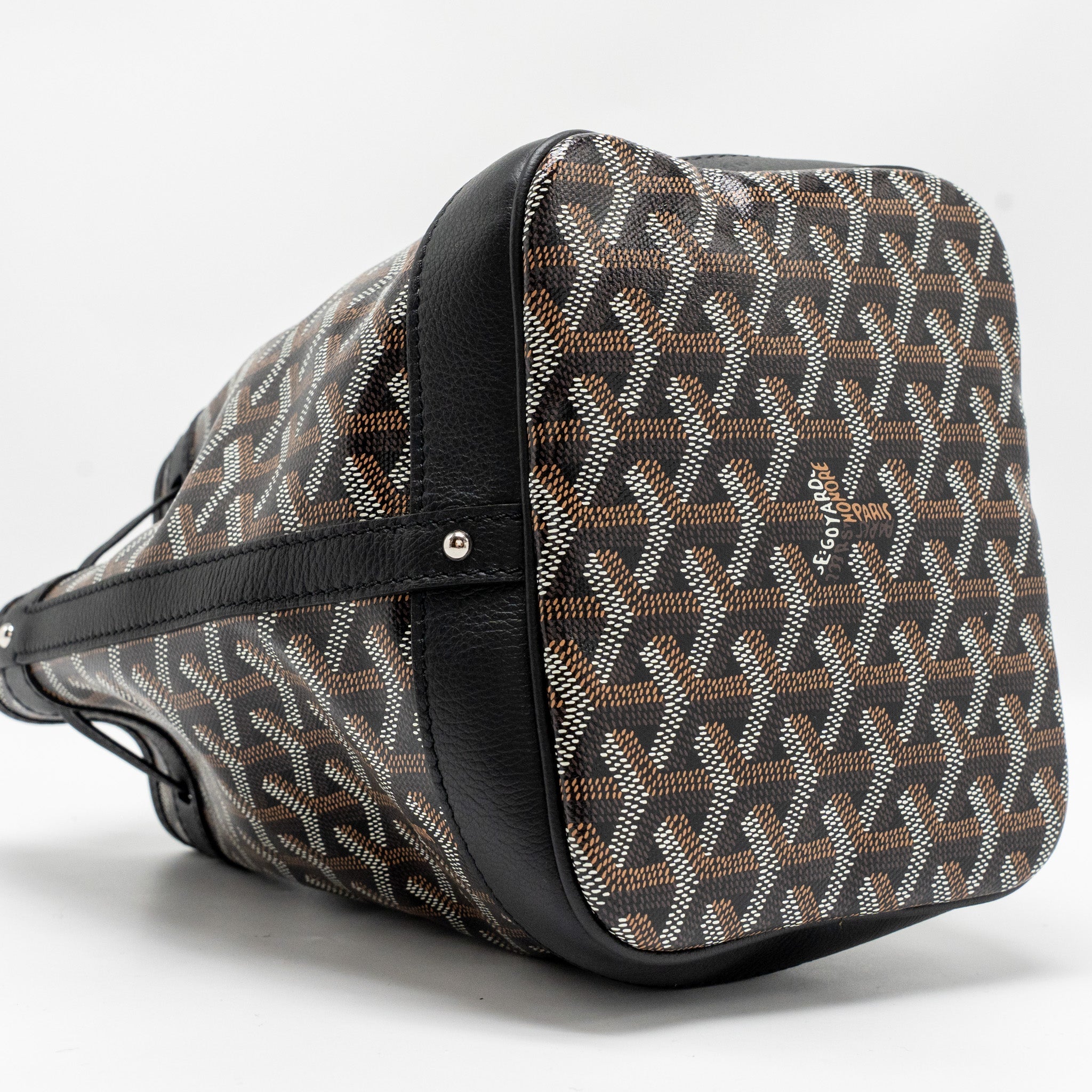 GOYARD PETIT FLOT BUCKET BAG GOYARDLINE CANVAS BLACK SHW
