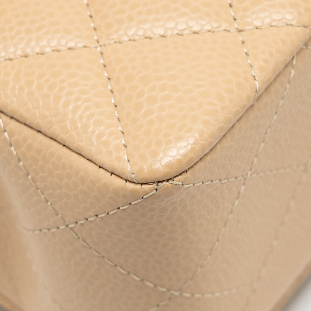 CHANEL SMALL CLASSIC DOUBLE FLAP BAG CAVIAR BEIGE SHW (MICROCHIP) (Copy)