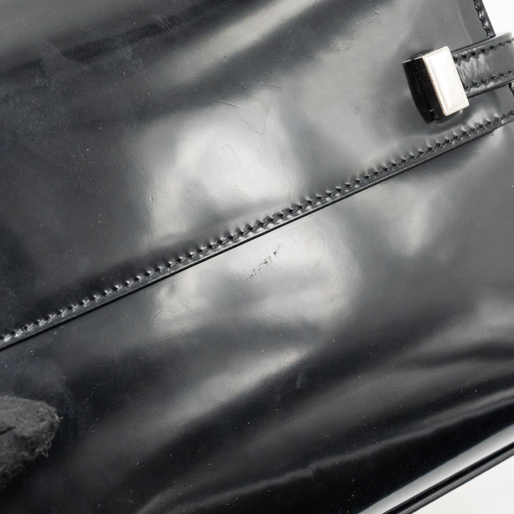SAINT LAURENT MINI MANHATTAN SHOULDER BAG SHINY CALFSKIN BLACK SHW