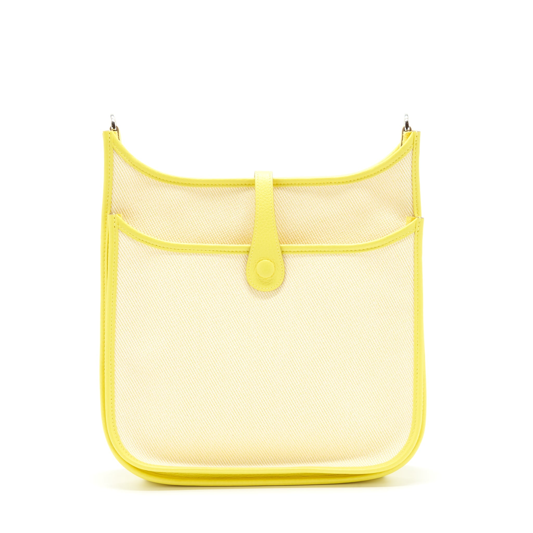 HERMES EVELYNE 29 CANVAS AND LEATHER ECRU / CITRON / LIME