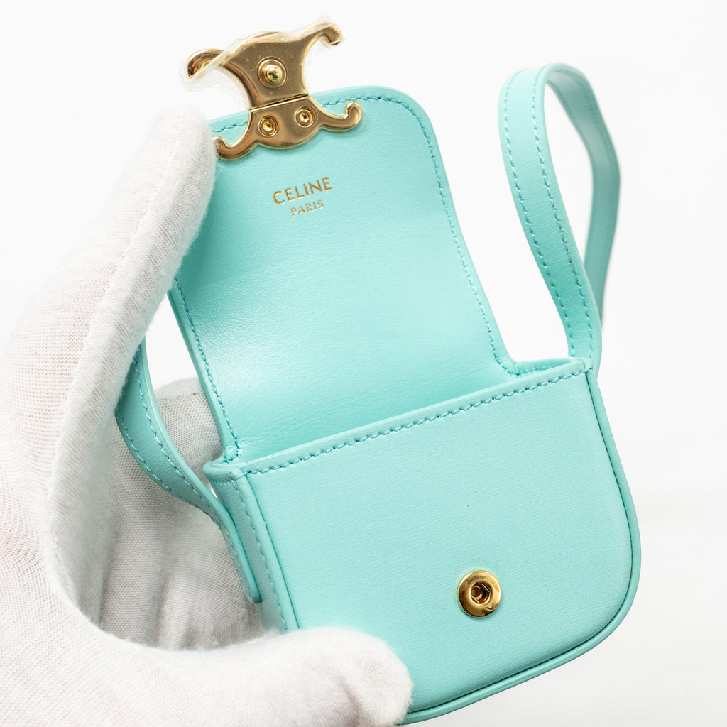 CELINE MINI CLAUDE SHINY CALFSKIN BLUE GHW