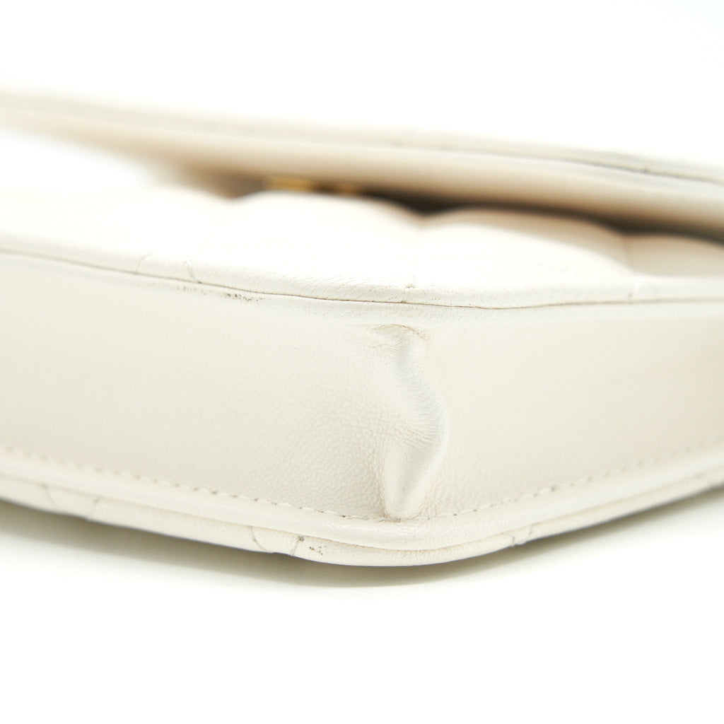 CHANEL 21B PEARL CRUSH MINI FLAP BAG WITH CHAIN/BELT BAG WHITE GHW