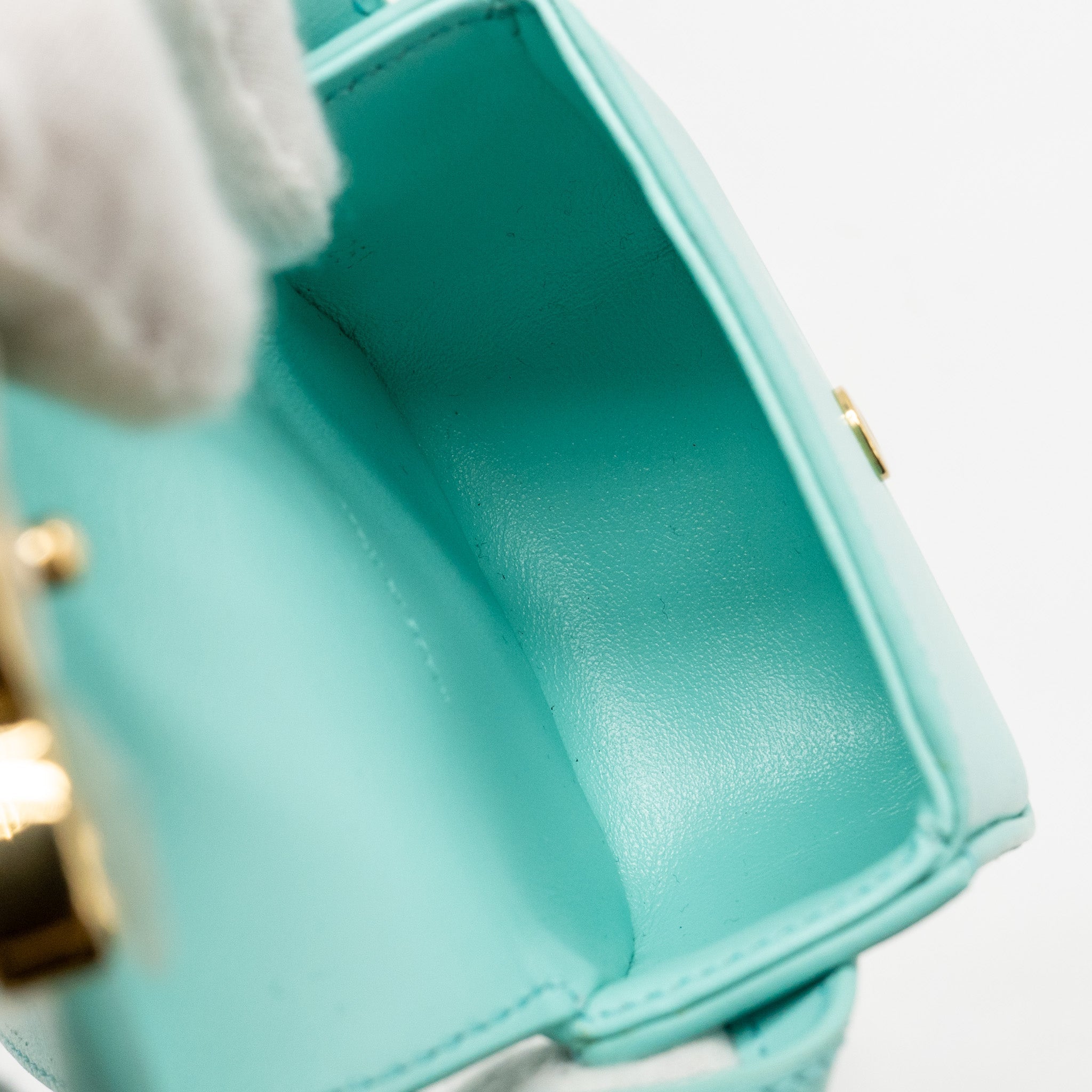 CELINE MINI CLAUDE SHINY CALFSKIN BLUE GHW