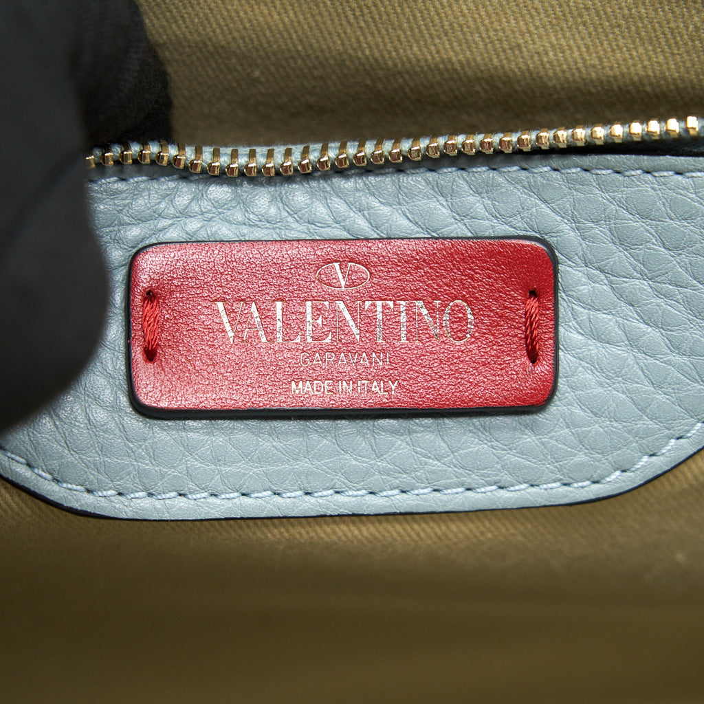 VALENTINO CALFSKIN TOTE BAG LIGHT BLUE