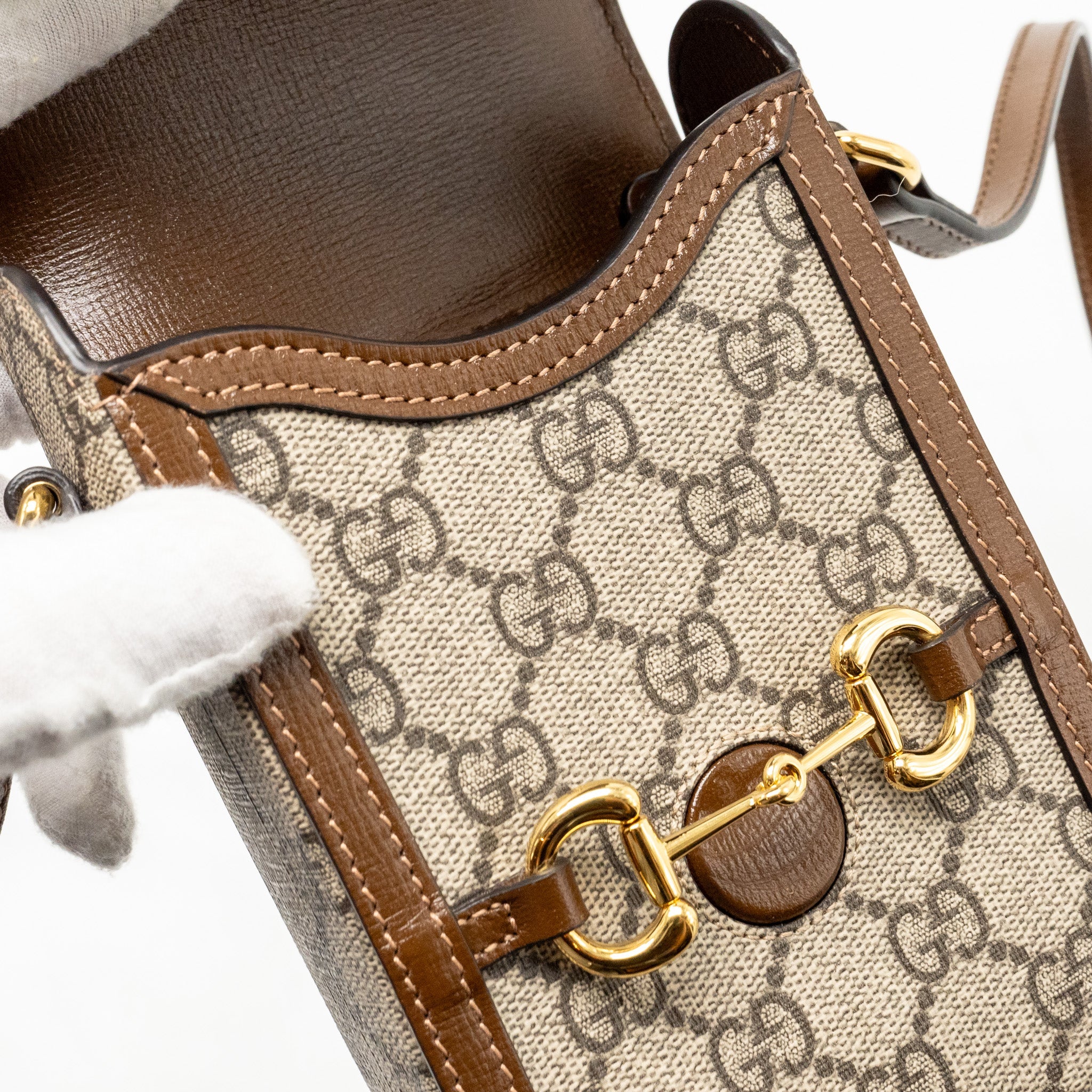 GUCCI HORSEBIT 1955 MINI BAG GG SUPREME CANVAS BROWN/MULTICOLOURED GHW