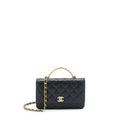 CHANEL 22S LOGO TOP HANDLE WALLET ON CHAIN CAVIAR BLACK GHW (MICROCHIP)