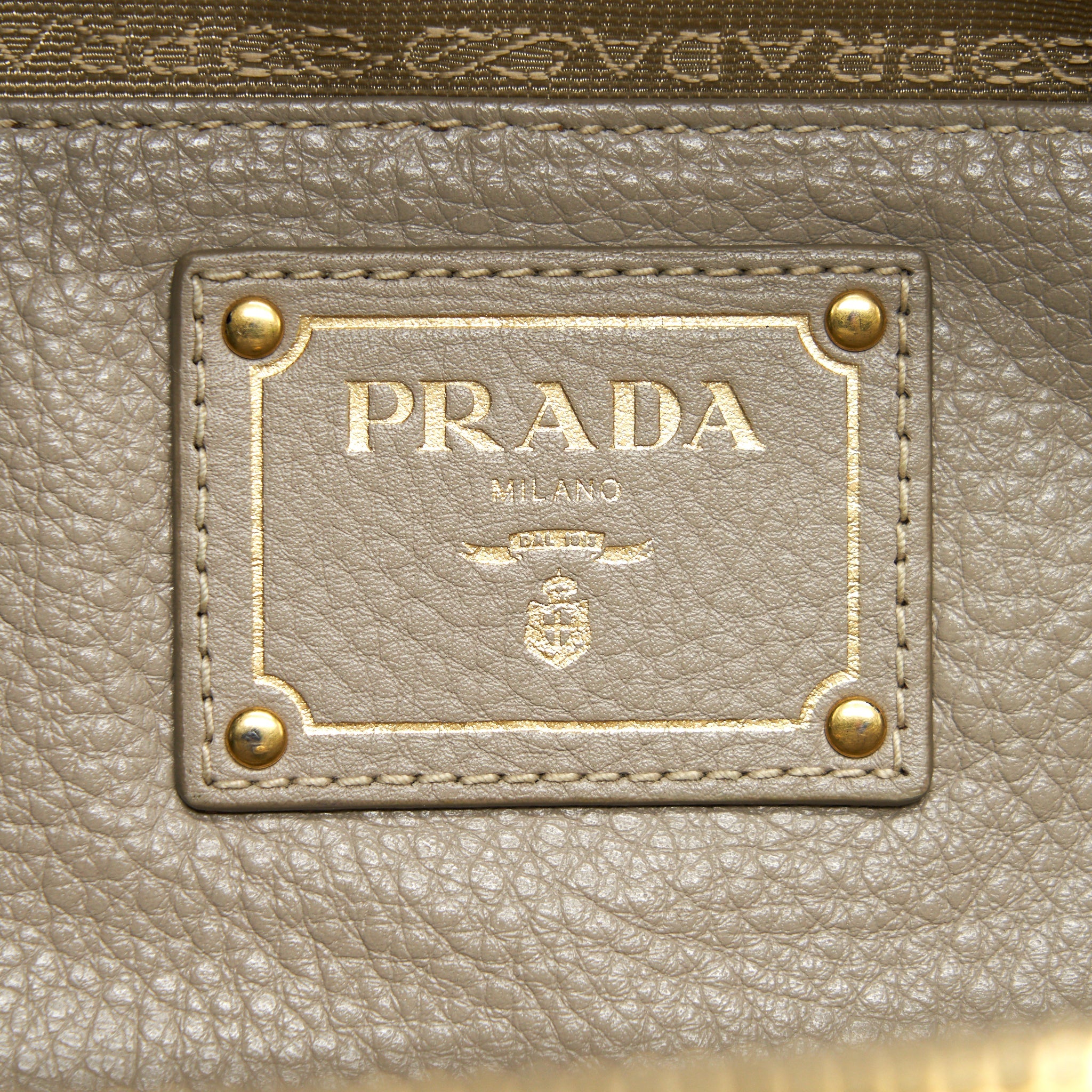 PRADA GRAINED CALFSKIN DOUBLE ZIP TOTE BAG LIGHT GREY GHW