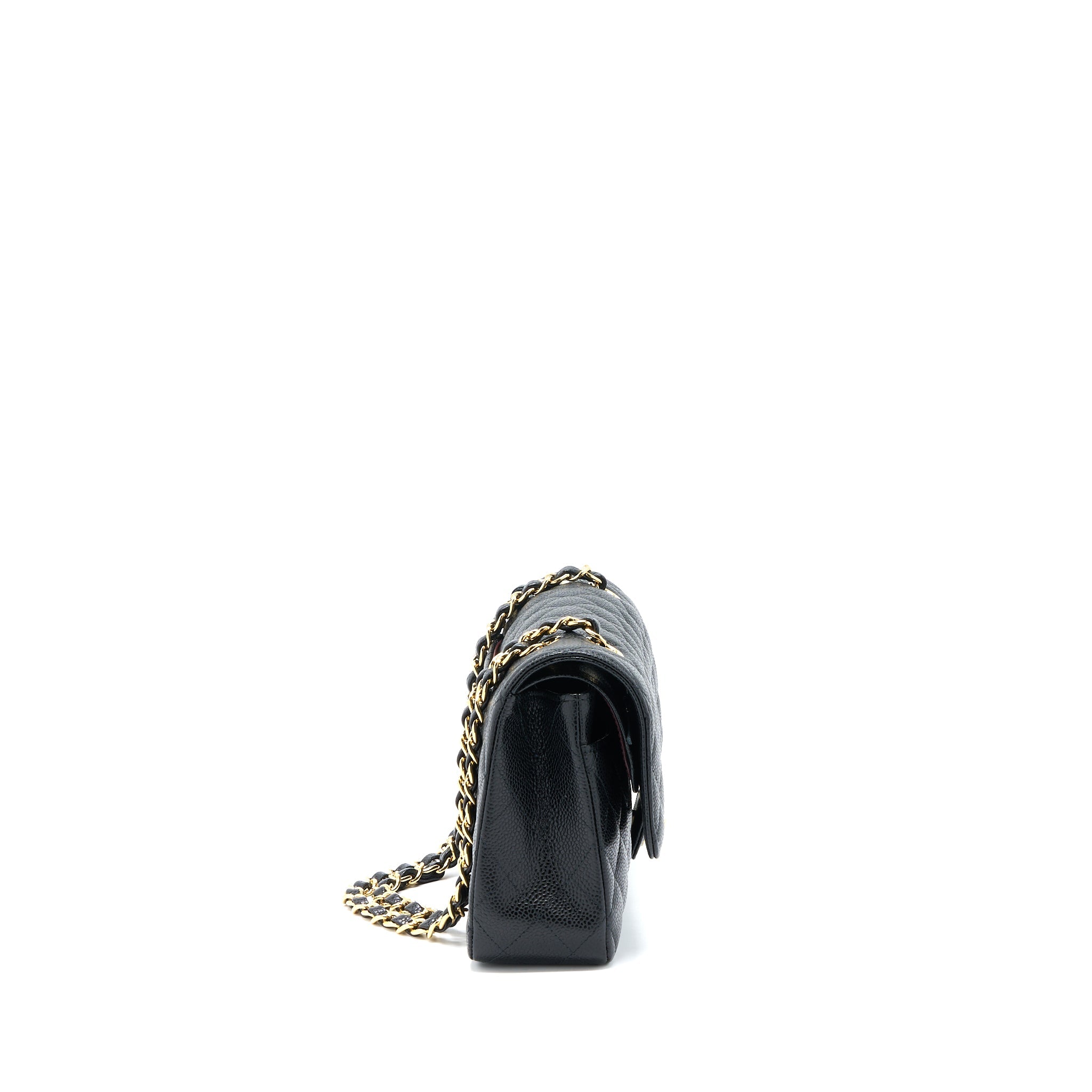 CHANEL MEDIUM CLASSIC DOUBLE FLAP BAG CAVIAR BLACK GHW (MICROCHIP)