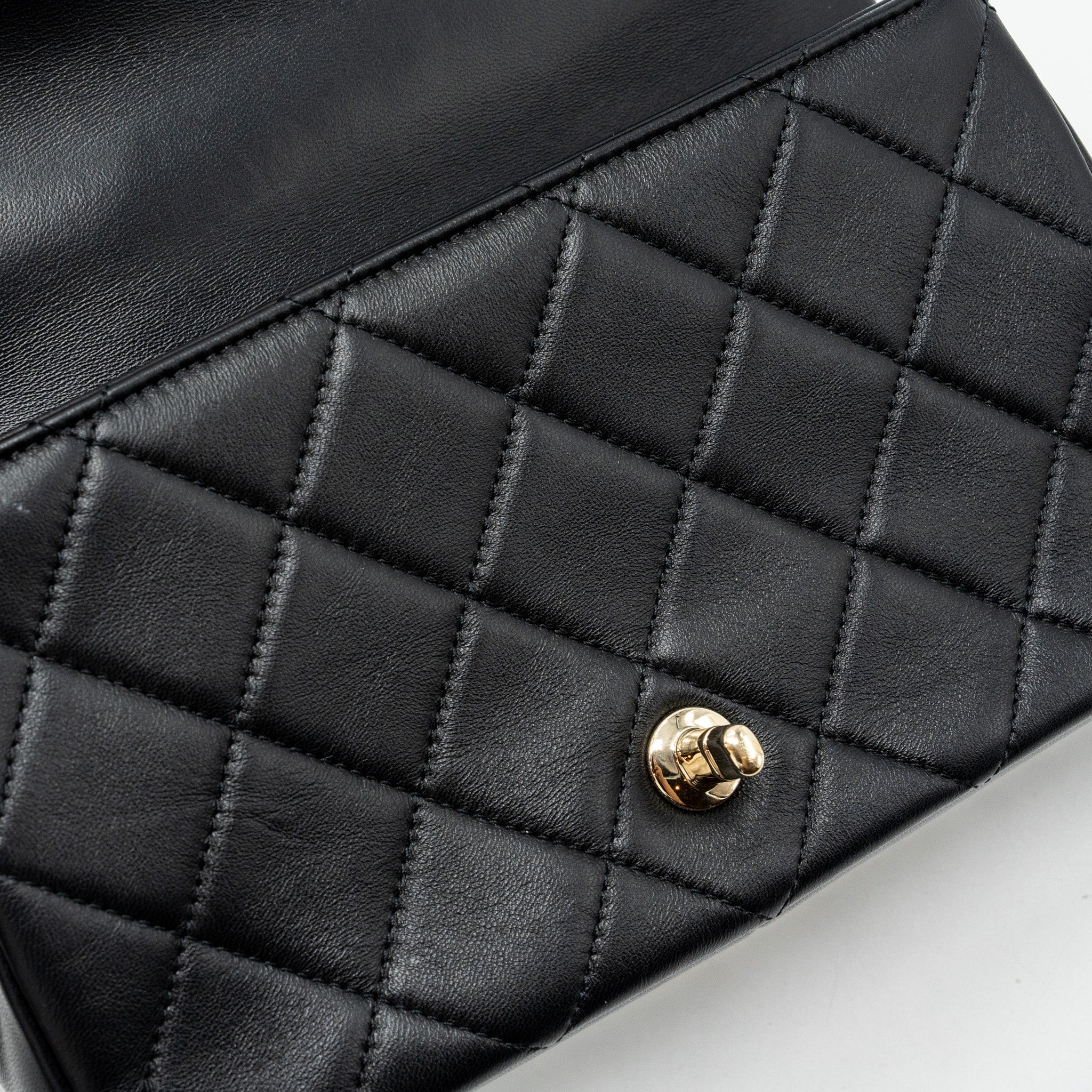 CHANEL GIANT CHAIN FLAP BAG LAMBSKIN BLACK MULTICOLOUR HARDWARE(MICROCHIP)