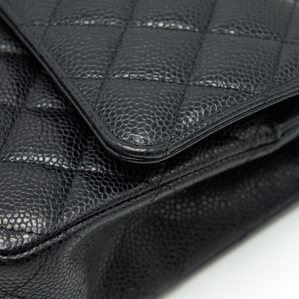 CHANEL MEDIUM CLASSIC DOUBLE FLAP BAG CAVIAR BLACK GHW