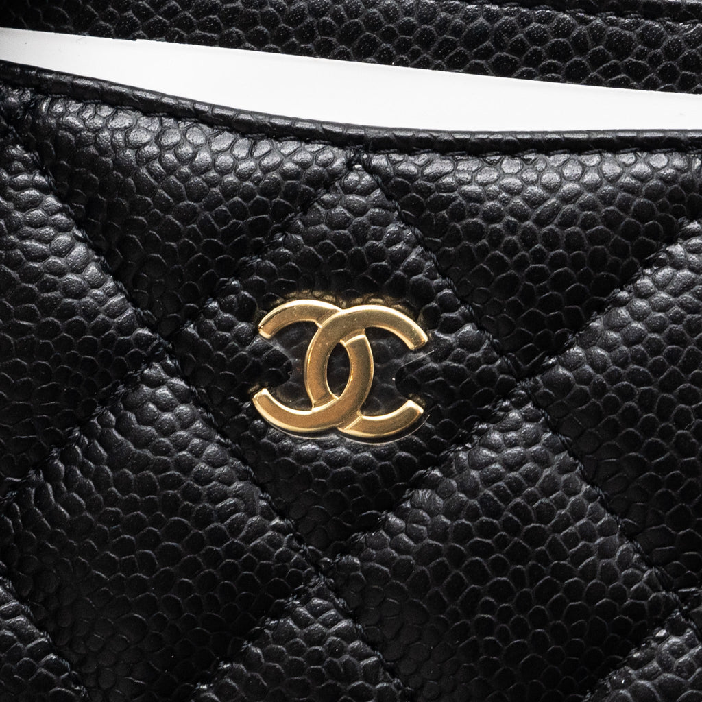 CHANEL CLASSIC CARD HOLDER CAVIAR BLACK GHW (MICROCHIP)