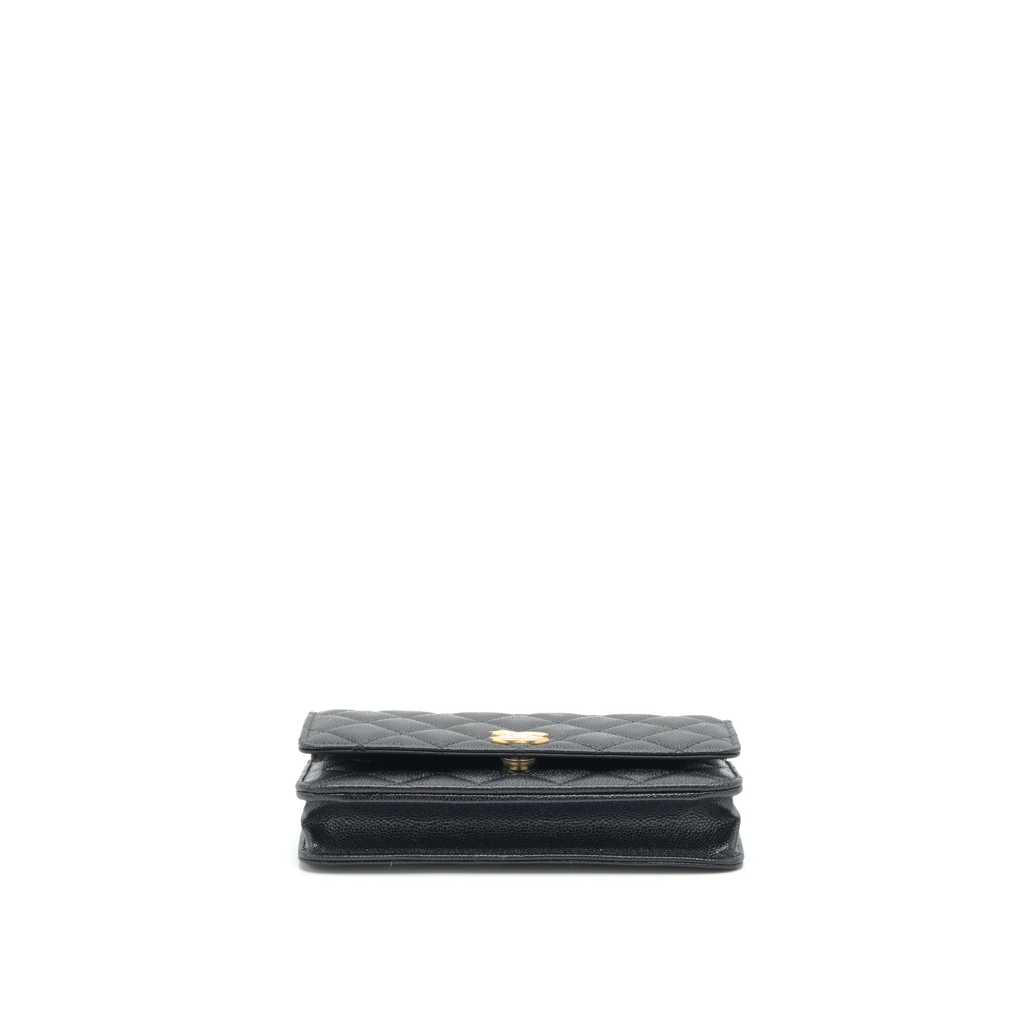 CHANEL 22S LOGO TOP HANDLE WALLET ON CHAIN CAVIAR BLACK GHW (MICROCHIP)