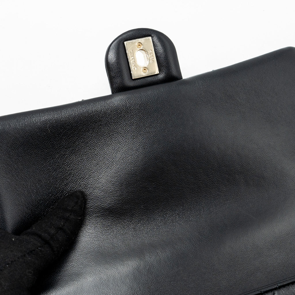 CHANEL GIANT CHAIN FLAP BAG LAMBSKIN BLACK MULTICOLOUR HARDWARE(MICROCHIP)