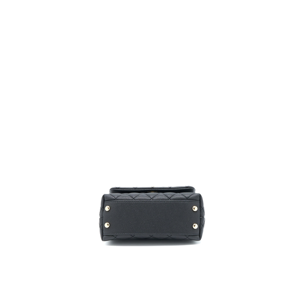 CHANEL MINI COCO HANDLE CAVIAR BLACK/BURGUNDY HANDLE LGHW