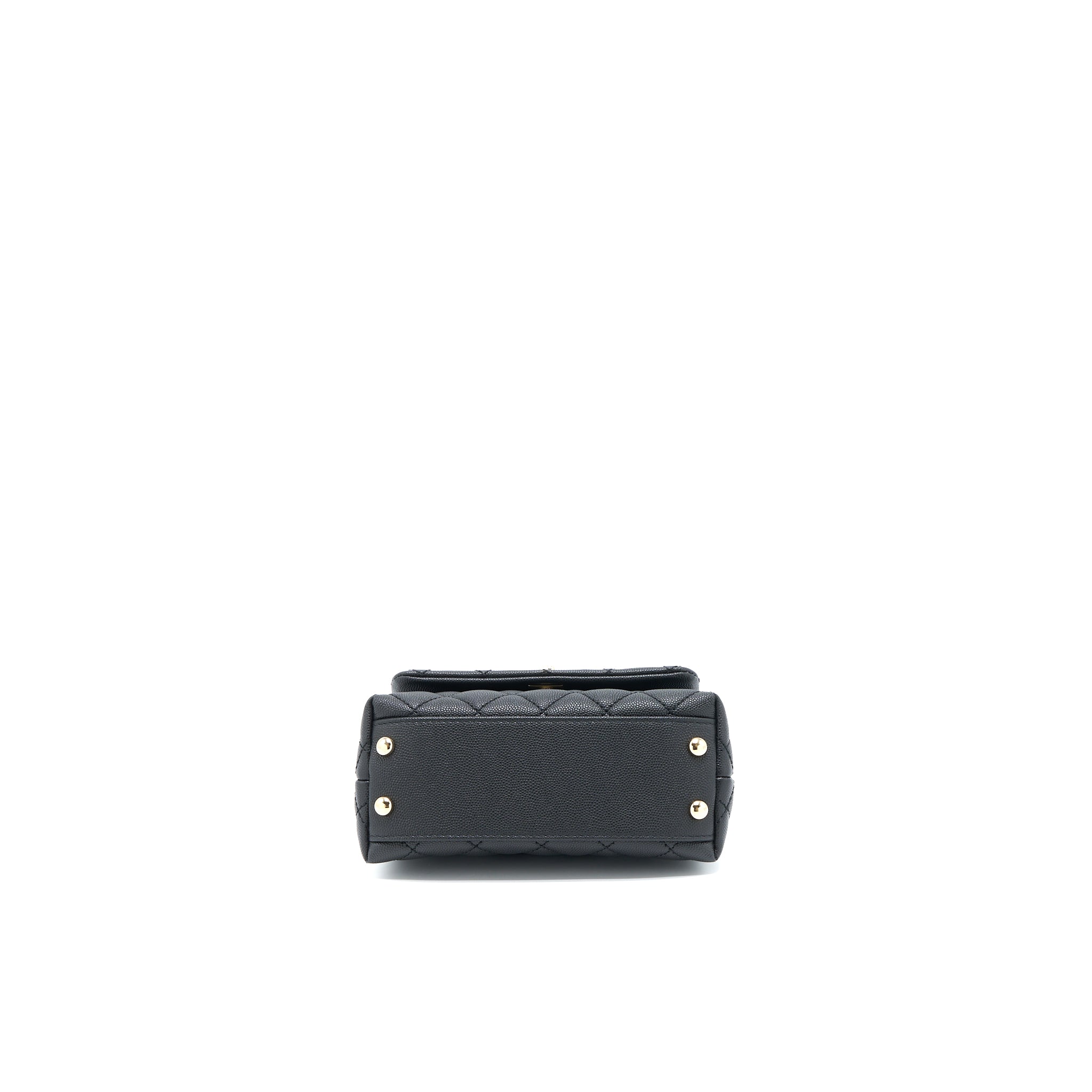 CHANEL MINI COCO HANDLE CAVIAR BLACK/BURGUNDY HANDLE LGHW