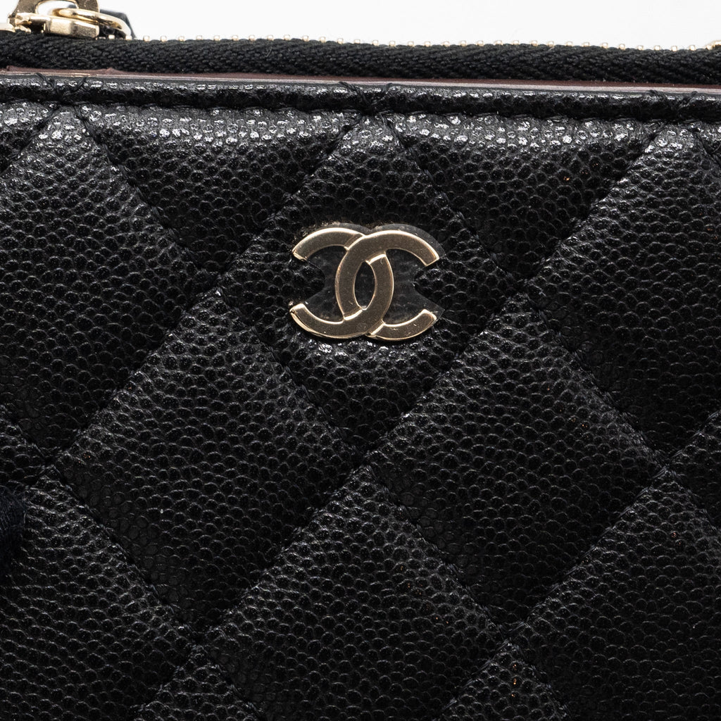 CHANEL QUILTED FOLD WALLET CAVIAR BLACK LGHW (MICROCHIP)