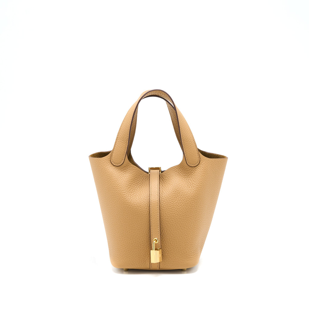 HERMES PICOTIN 18 LOCK BAG CLEMENCE 4B BISCUIT GHW