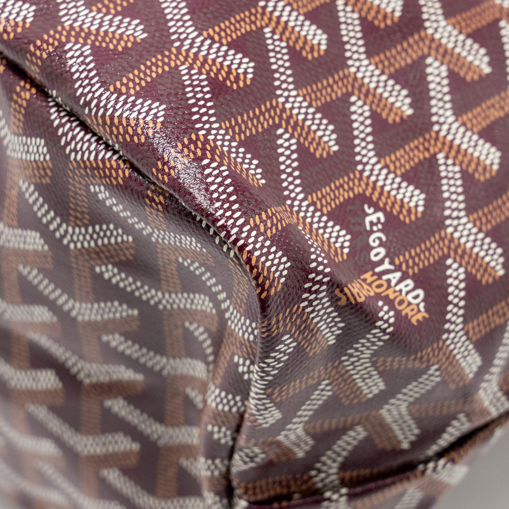 GOYARD BOHEME HOBO BAG GOYARDINE CANVAS/CALFSKIN BURGUNDY SHW