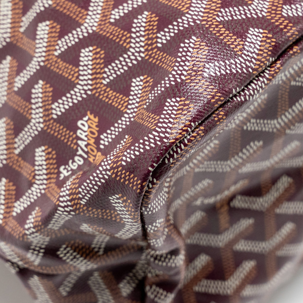 GOYARD BOHEME HOBO BAG GOYARDINE CANVAS/CALFSKIN BURGUNDY SHW