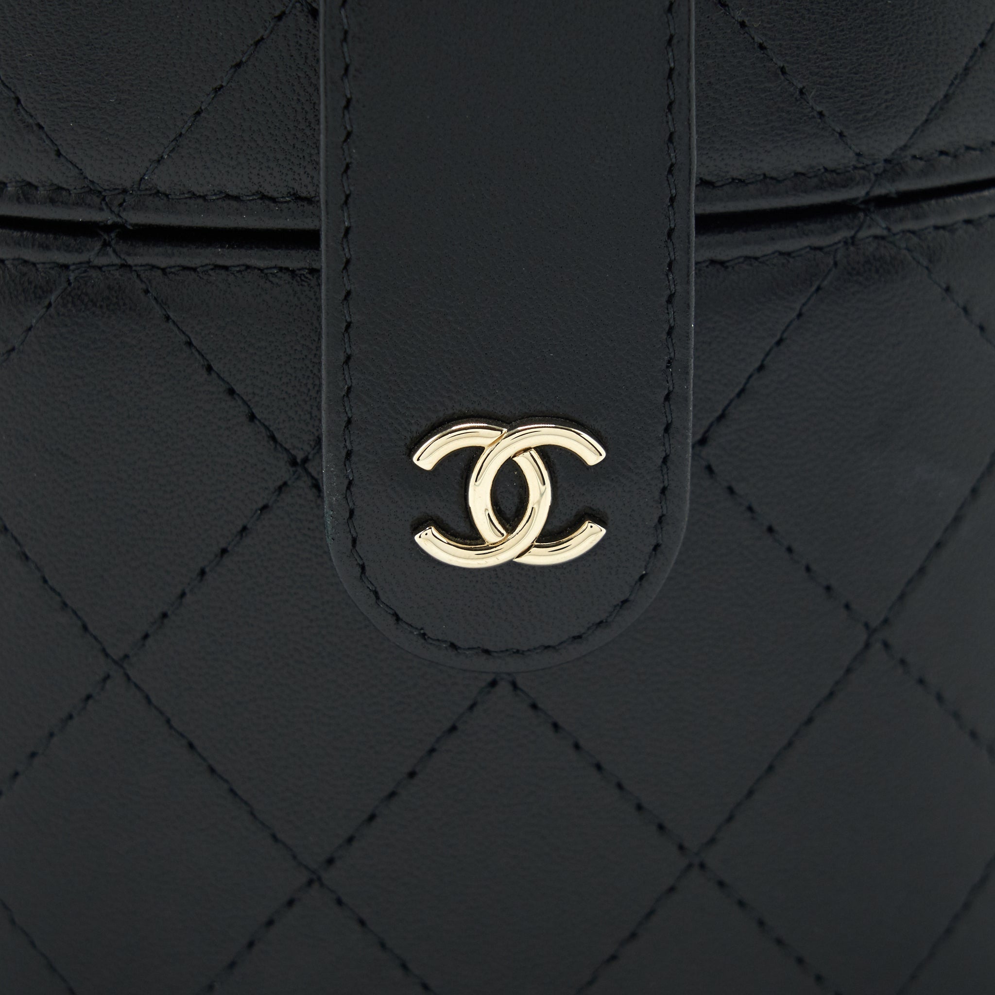 CHANEL SMALL VANITY WITH CHAIN LAMBSKIN BLACK LGHW