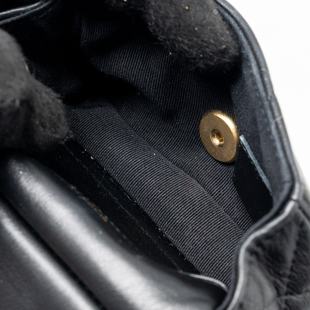 CHANEL TOP HANDLE MINI FLAP BAG WITH CHAIN CALFSKIN BLACK GHW