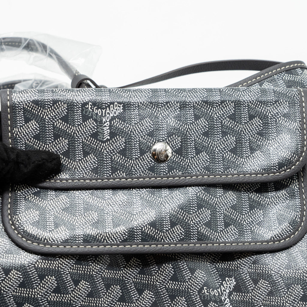 GOYARD SAINT LOUIS PM TOTE BAG CANVAS/ CALFSKIN GREY SHW