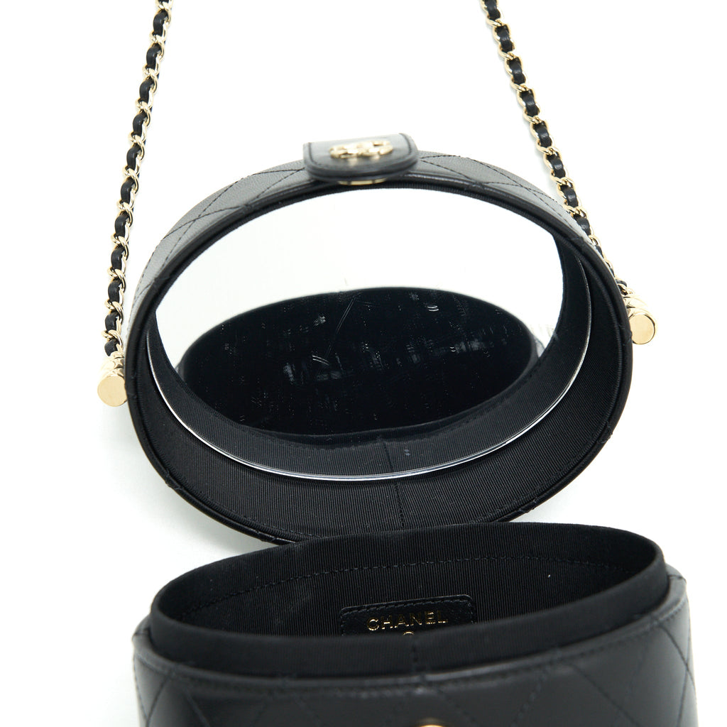 CHANEL SMALL VANITY WITH CHAIN LAMBSKIN BLACK LGHW