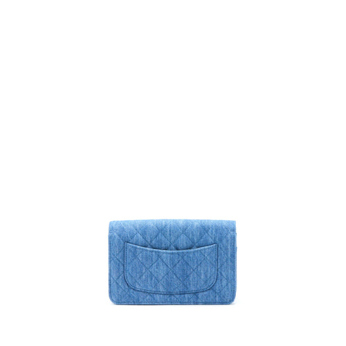 CHANEL PEARL CRUSH WALLET ON CHAIN DENIM GHW (MICROCHIP)